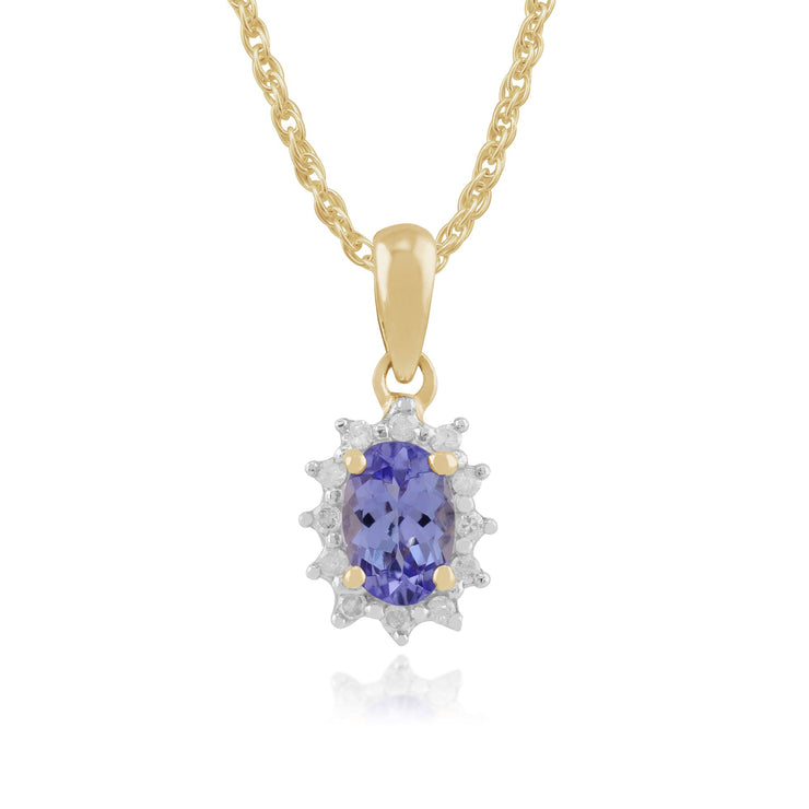 Classic Tanzanite & Diamond Halo Cluster Stud Earrings & Pendant Set Image 3