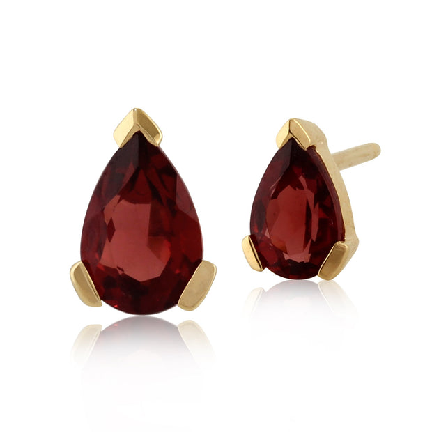 Classic Pear Garnet Stud Earrings & Pendant Set Image 2