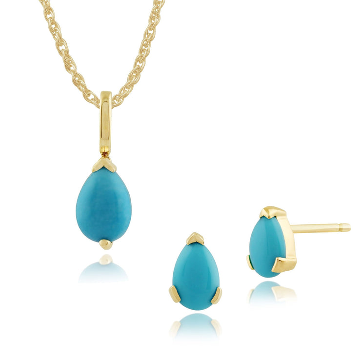 Classic Turquoise Stud Earrings & Pendant Set Image 1