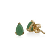 Classic Pear Green Jade Stud Earrings Image 2