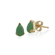Classic Pear Green Jade Stud Earrings Image 1