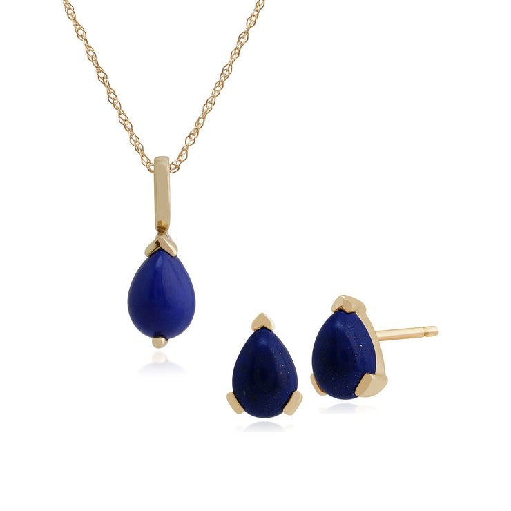 Classic Lapis Lazuli Stud Earrings & Pendant Set Image 1