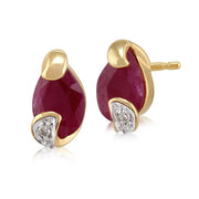 Art Nouveau Ruby & Diamond Stud Earrings Image 1