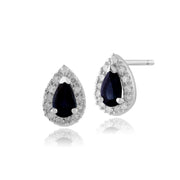 Classic Sapphire & Diamond Cluster Stud Earrings Image 1