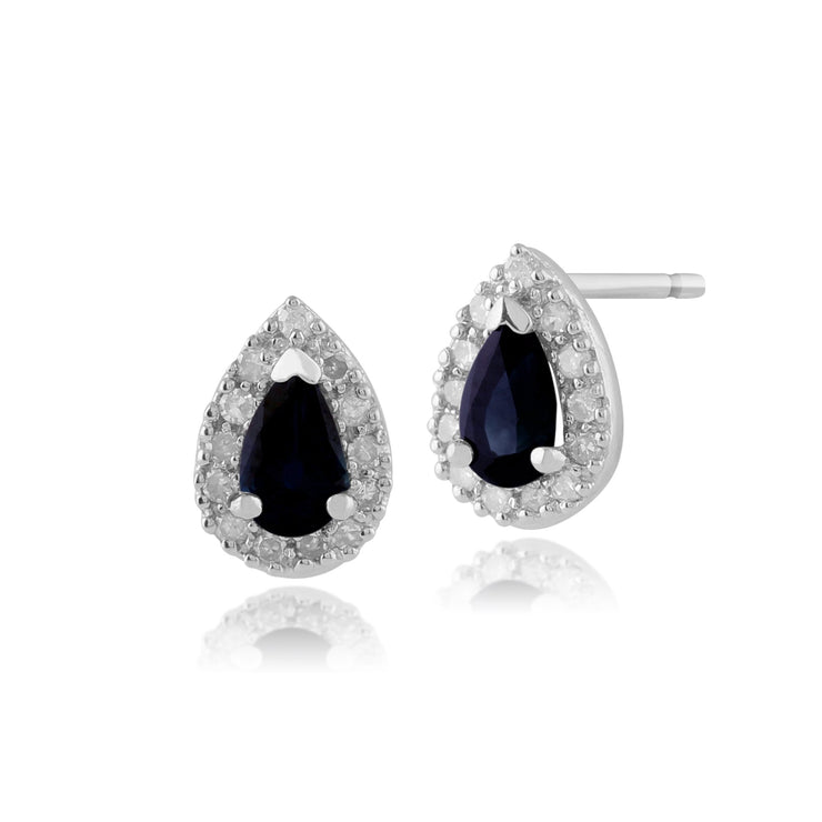 Classic Sapphire & Diamond Cluster Stud Earrings Image 1