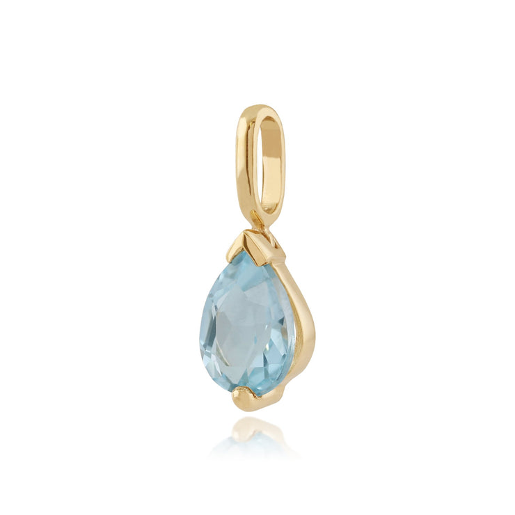 Classic Pear Blue Topaz Single Stone Pendant Image 2