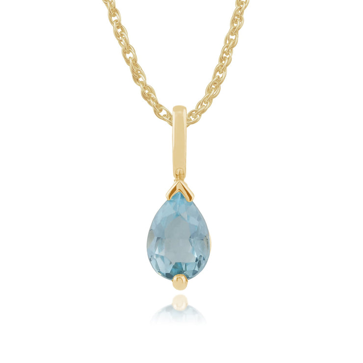 Classic Pear Blue Topaz Single Stone Pendant Image 1