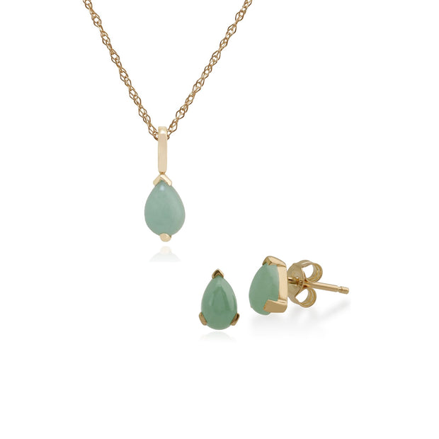 Classic Jade Stud Earrings & Pendant Set Image 1