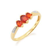 Gemondo 9ct Yellow Gold 0.47ct Fire Opal & Diamond Three Stone Style Ring Image 2
