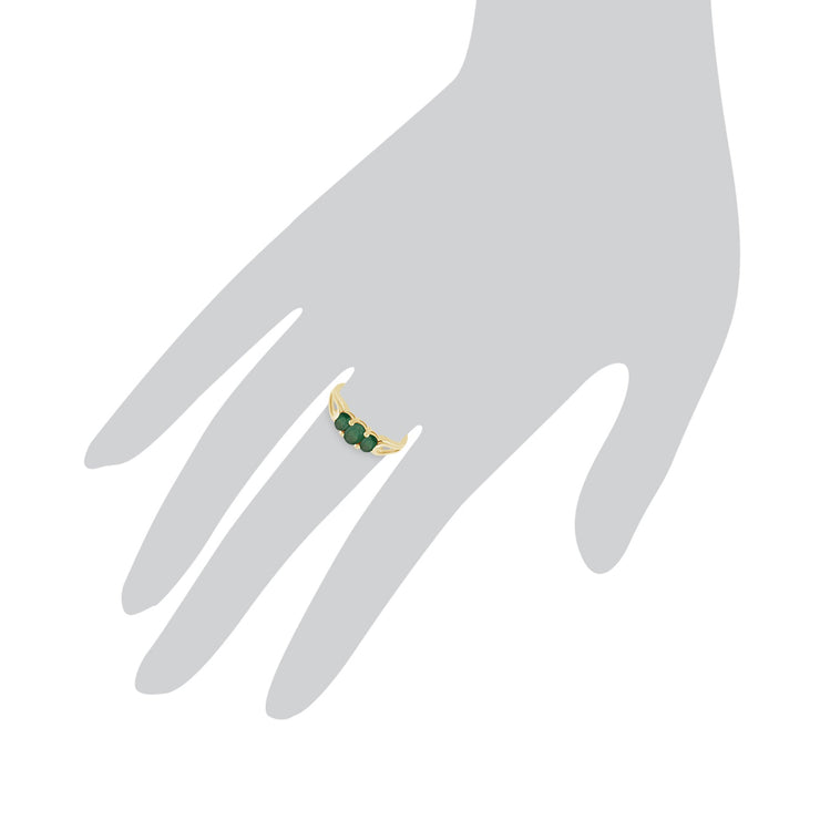 Gemondo 9ct Yellow Gold 0.73ct Emerald & Diamond Trilogy Ring Image 3