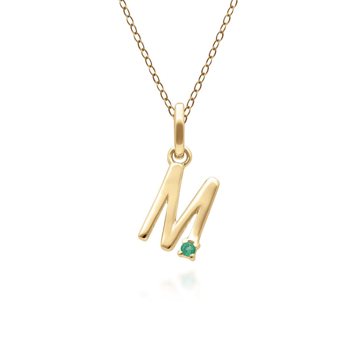 Initial Emerald Letter Necklace In 9ct Yellow Gold