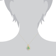 Floral Emerald & Diamond Cluster Pendant on Chain Image 3
