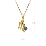 Blue Topaz Scorpio Zodiac Charm Necklace in 9ct Yellow Gold
