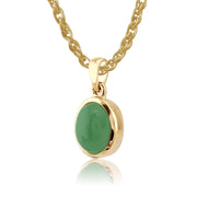 Classic Green Jade Bezel Pendant & Cocktail Ring Set Image 2