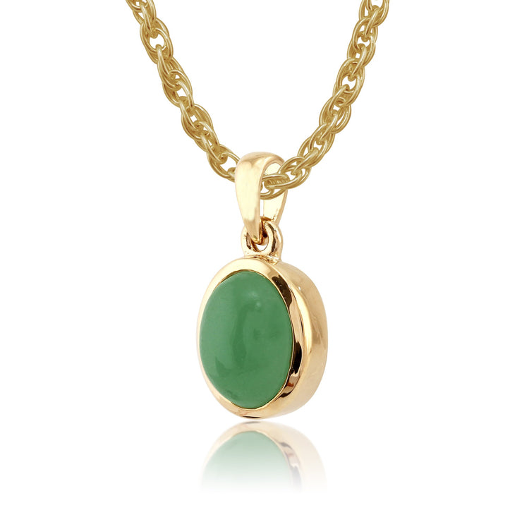 Classic Jade Bezel Stud Earrings Pendant Set Image 3