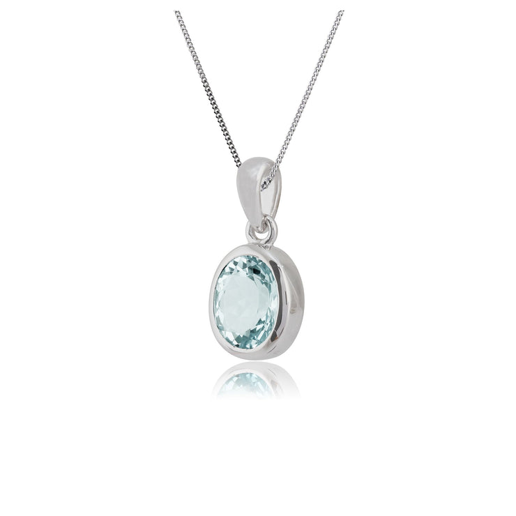 Classic Aquamarine Pendant on Chain Image 2