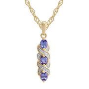 Classic Tanzanite & Diamond Twist Stud Earrings & Pendant Set Image 3