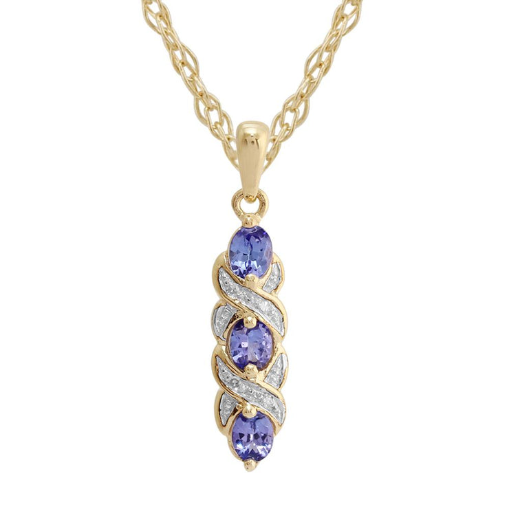 Classic Tanzanite & Diamond Twist Stud Earrings & Pendant Set Image 3