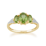 Gemondo 9ct Yellow Gold 1.33ct Peridot & Diamond Trilogy Ring Image 1