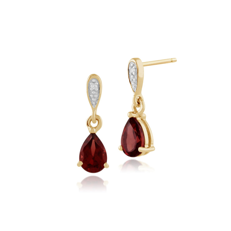 Classic Garnet & Diamond Drop Earrings Image 1