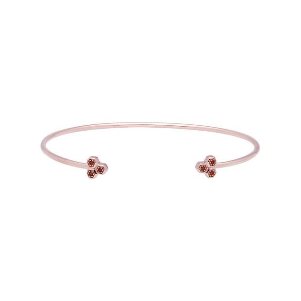 Garnet Trilogy Geometric Bangle in 9ct Rose Gold