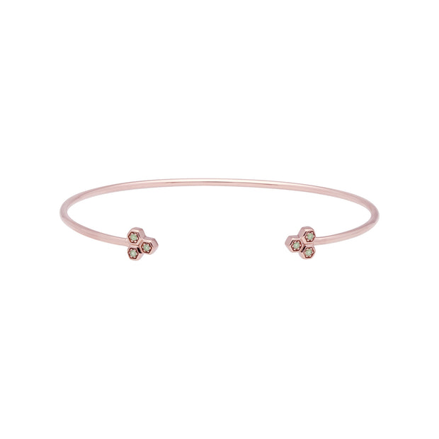 Peridot Trilogy Geometric Bangle in 9ct Rose Gold