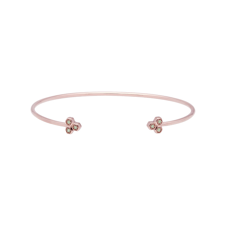 Peridot Trilogy Geometric Bangle in 9ct Rose Gold