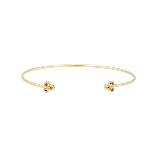 Amethyst Trilogy Geometric Bangle in 9ct Yellow Gold