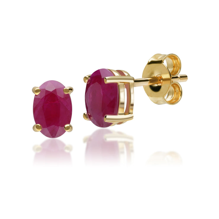 Classic Oval Ruby Stud Earrings in 9ct Yellow Gold 6x4mm