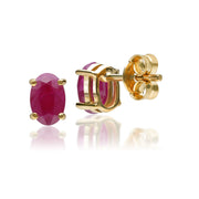 Classic Oval Ruby Stud Earrings in 9ct Yellow Gold 6x4mm