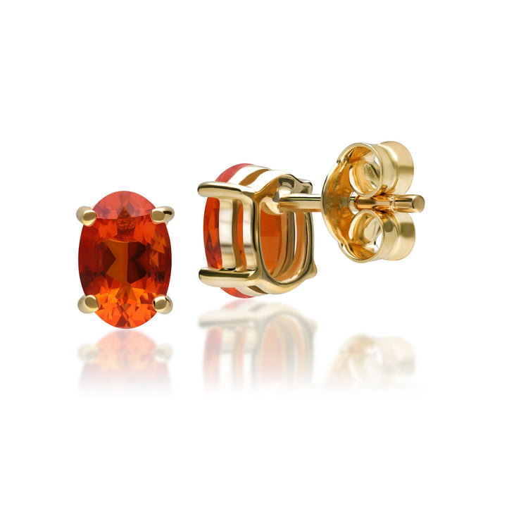 Classic Oval Fire Opal Stud Earrings in 9ct Yellow Gold 6x4mm