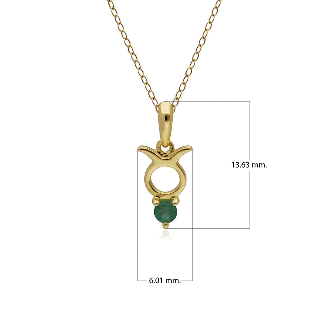 135P1996019 Emerald Taurus Zodiac Charm Necklace in 9ct Yellow Gold 2