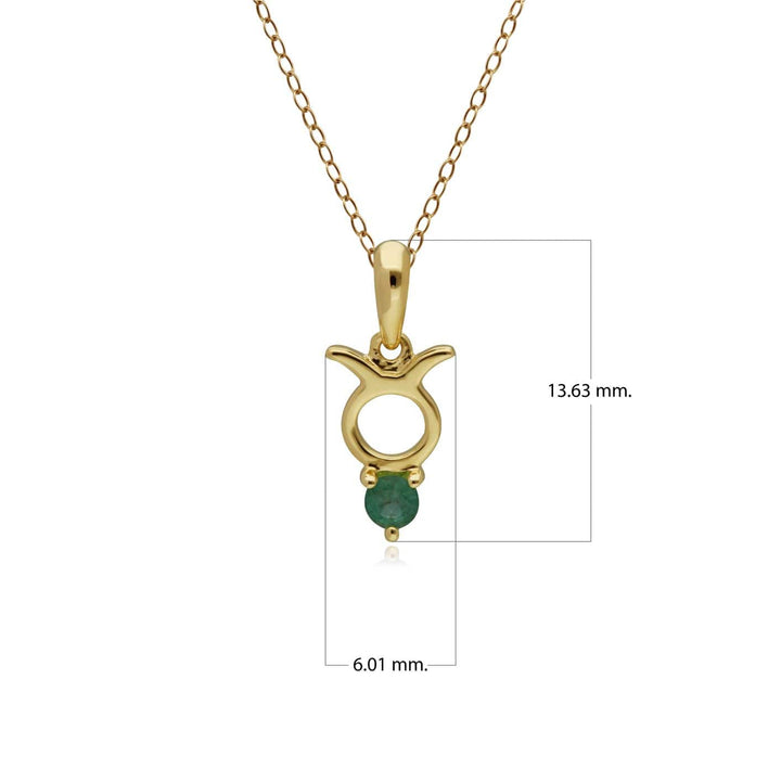 135P1996019 Emerald Taurus Zodiac Charm Necklace in 9ct Yellow Gold 2