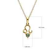 Peridot Leo Zodiac Charm Necklace in 9ct Yellow Gold