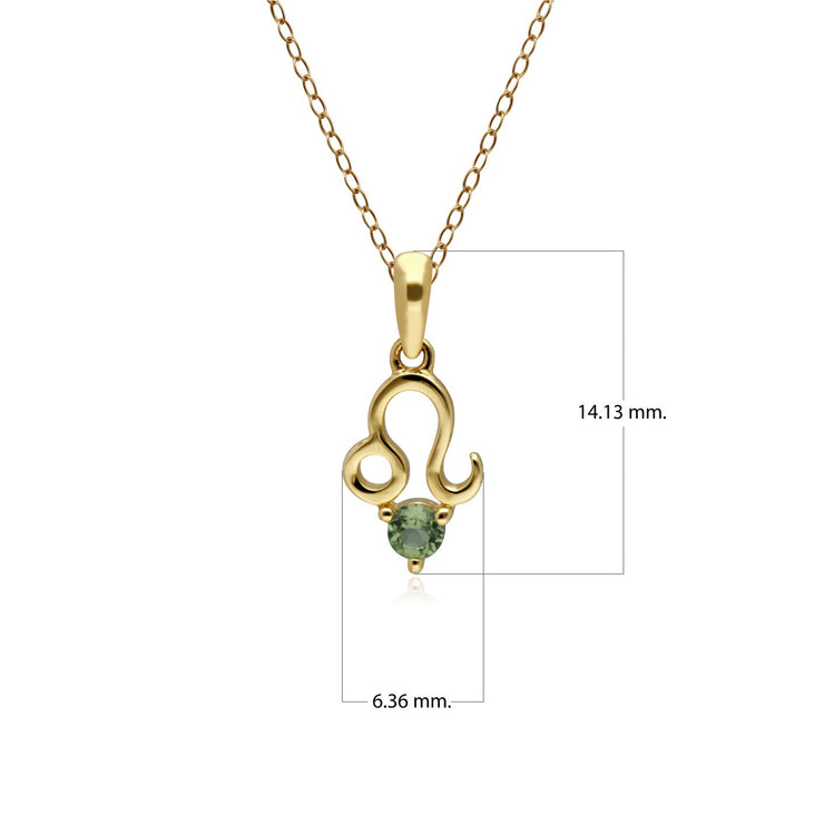 Peridot Leo Zodiac Charm Necklace in 9ct Yellow Gold