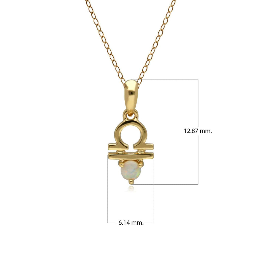 135P2001019 Opal Libra Zodiac Charm Necklace in 9ct Yellow Gold 3