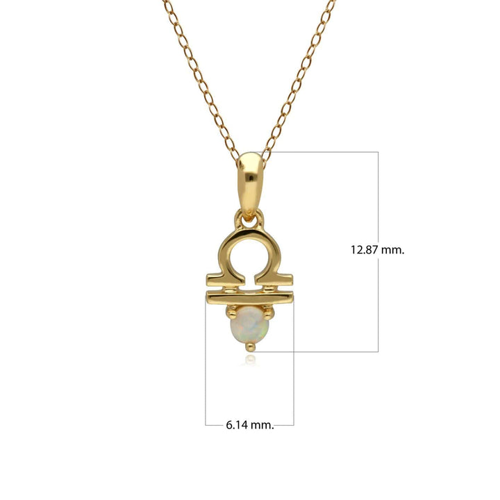 135P2001019 Opal Libra Zodiac Charm Necklace in 9ct Yellow Gold 3