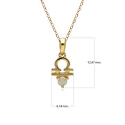 Opal Libra Zodiac Charm Necklace in 9ct Yellow Gold