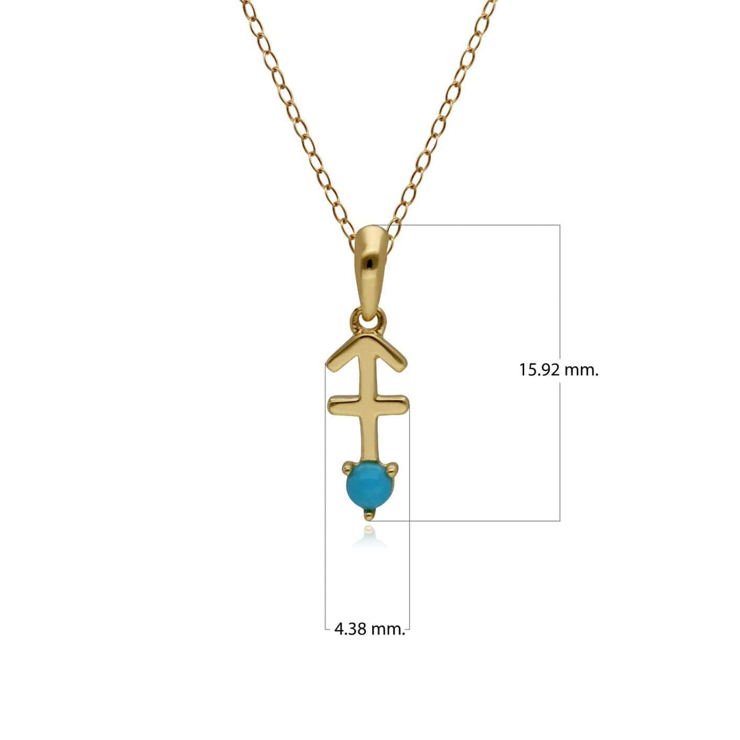 135P2003019 Turquoise Sagittarius Zodiac Charm Necklace in 9ct Yellow Gold 3