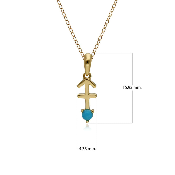 135P2003019 Turquoise Sagittarius Zodiac Charm Necklace in 9ct Yellow Gold 3