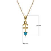 Turquoise Sagittarius Zodiac Charm Necklace in 9ct Yellow Gold
