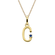 Initial Blue Sapphire Letter Necklace In 9ct Yellow Gold