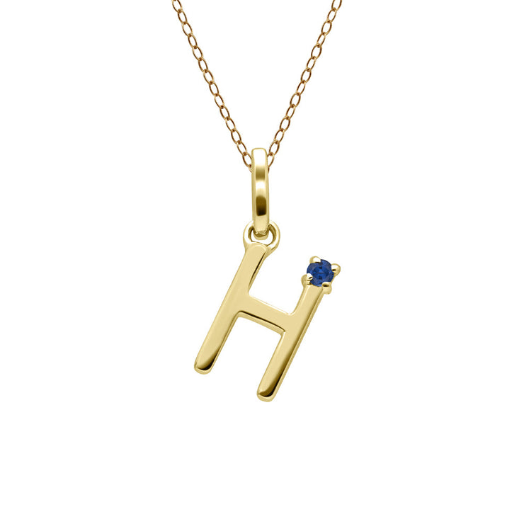 Initial Blue Sapphire Letter Necklace In 9ct Yellow Gold