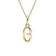 Initial Diamond Letter Necklace In 9ct Yellow Gold