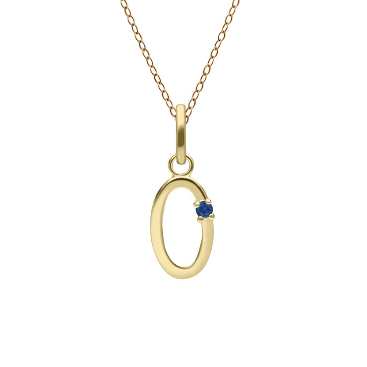 Initial Blue Sapphire Letter Necklace In 9ct Yellow Gold