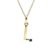 Initial Blue Sapphire Letter Necklace In 9ct Yellow Gold