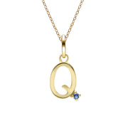 Initial Blue Sapphire Letter Necklace In 9ct Yellow Gold