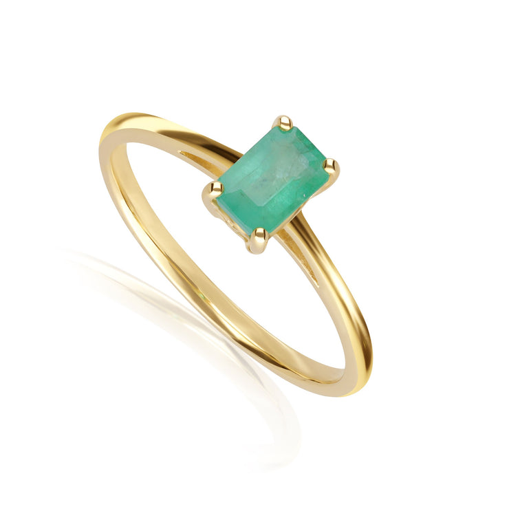Classic Rectangle Emerald Ring in 9ct Yellow Gold