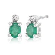 Classic Emerald & Diamond Stud Earrings & Pendant Set Image 2