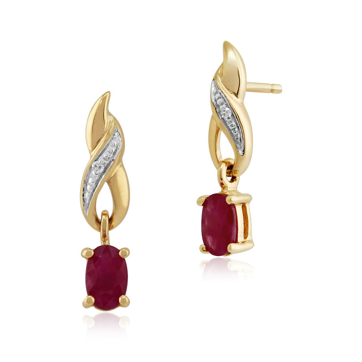 Classic Ruby & Diamond Drop Earrings Image 1